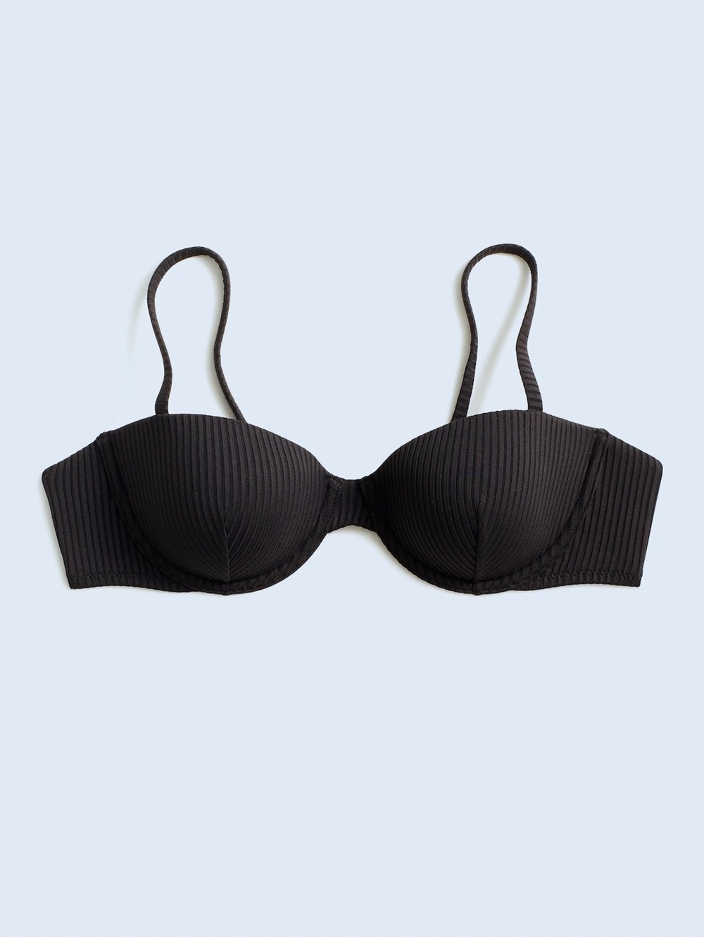 NWT Madewell Ribbed Balconette Bikini Top - Black - Size M